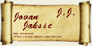 Jovan Jakšić vizit kartica